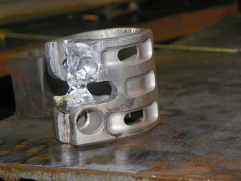 Front view of the dripping weld
