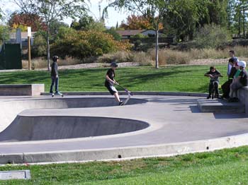 Devin cruises around the skate park