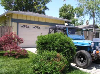 A garage and the jeep